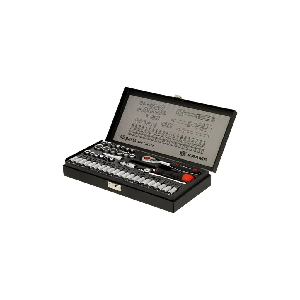 [AMAT2-78410] Set chei tubulare 1/4" cu profil interior și exterior, 45 piese, Kramp 180445400KR