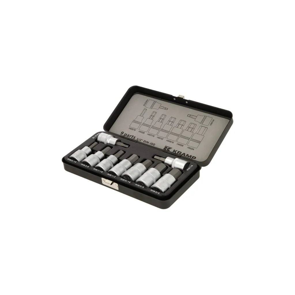 [AMAT2-78755] Set capete chei tubulare 1/2" cu profil hexagonal exterior, 9 piese, imperial 18049240093KR