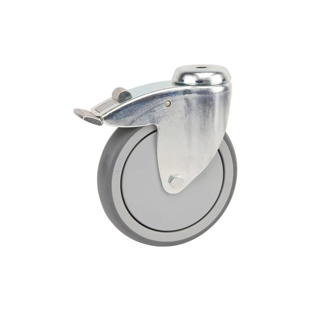 [AMAT2-93342] Roată pivotantă cu rolă cauciuc diametru 150x32mm cu frână 1 orificiu pentru șurub sarcină 100kg Tente 2477PJP150P3011