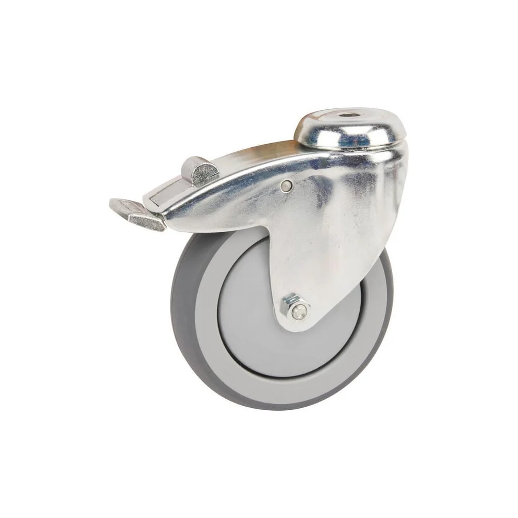 [AMAT2-93798] Roată pivotantă cu rolă cauciuc diametru 125x32mm cu frână 1 orificiu pentru șurub sarcină 100kg Tente 2477PJP125P3011