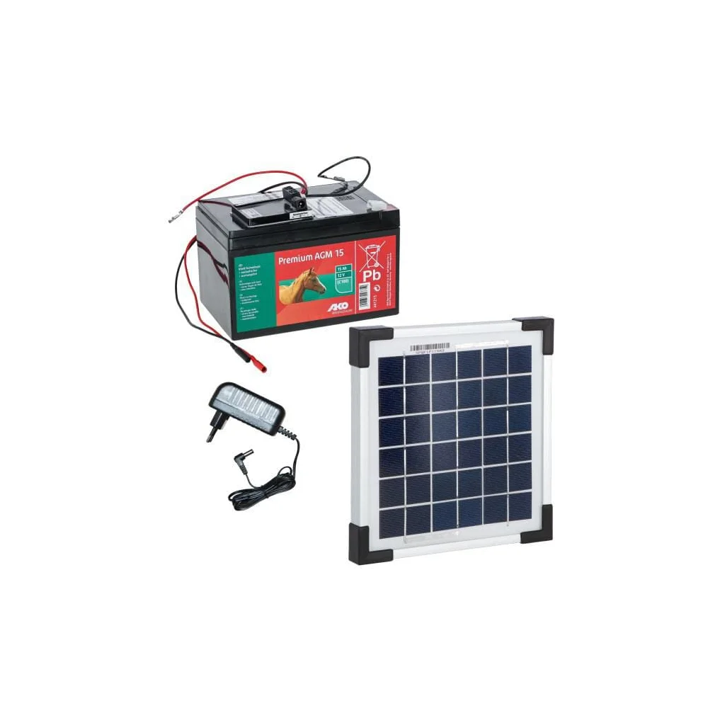 [AMAT2-121781] Set solar 5W cu baterie 15Ah AGM și suport 377056