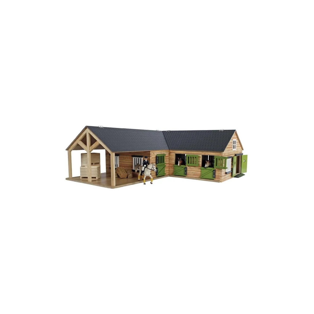 [AMAT2-174073] Grajd de cai pe colț cu 3 boxe și spațiu de depozitare 68x77x27cm 1:24 610211