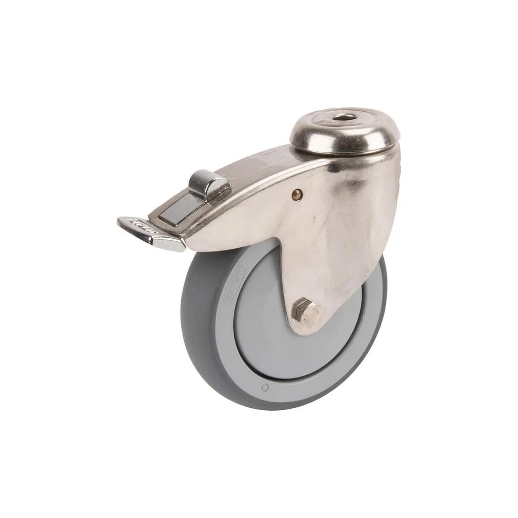 [AMAT2-192557] Roți pivotante din oțel inoxidabil, fixare cu orificiu pentru bolț, 100mm 7477PJC100P3011