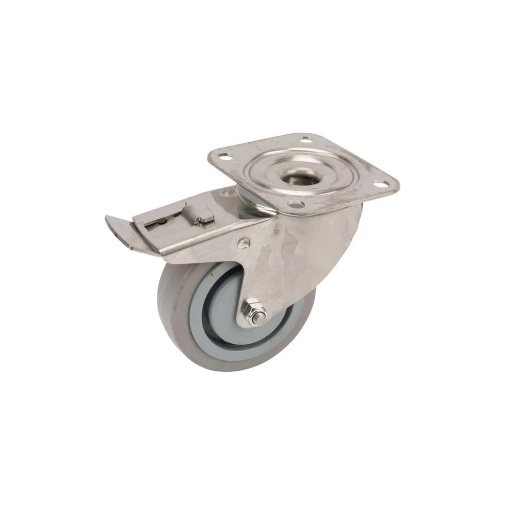 [AMAT2-212955] Roți pivotante din oțel inoxidabil, cu talpă elastică gri din cauciuc 8477UFC100P62