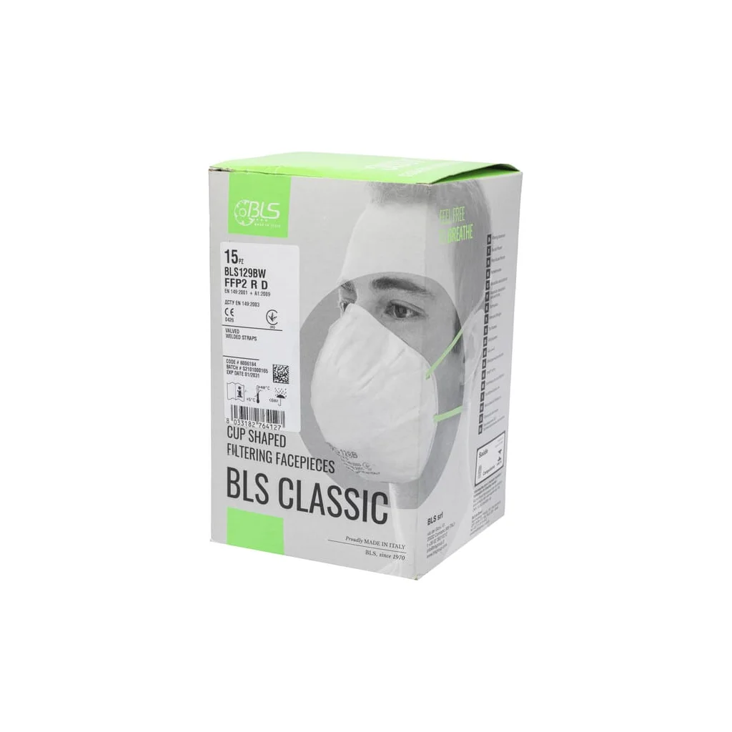 [AMAT2-261600] Mască facială 129BW FFP2 FFP2 R D cu valvă 15 buc. BLS BLS8006184P015