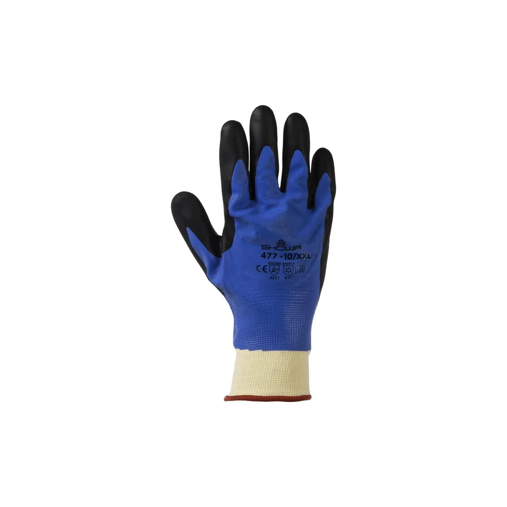 [AMAT2-317665] Mănuși de lucru alb-albastru-negru poliester/Nylon/Acrilic 28.5cm lungime mărimea 9/XL 477 de Showa HS4779