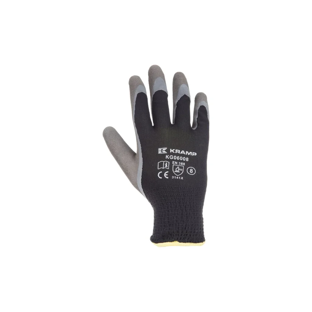 [AMAT2-325878] Mănuși de lucru negru poliester 25,5cm lungime 8/M Protect Kramp KG0600808