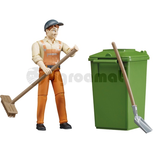 [AMAT3-90235] Set figurine colectare gunoi: maturi, gunoieri cu salopete si sepci, containere