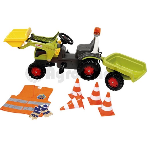 [AMAT3-90327] Tractor cu incarcator frontal, lanterna si volan cu sunet, incl. trailer rollyKid Claas, incl. piloane rolly, incl. vesta de siguranta rolly, incl. manusi rolly  - varsta recomandata 3-5 ani