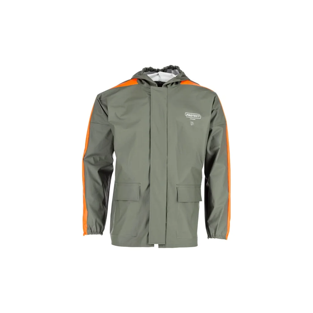 [AMAT2-333115] Jachetă ploaie cu glugă unisex verde/portocalie XS EU:46 Kramp Protect KW3184025046