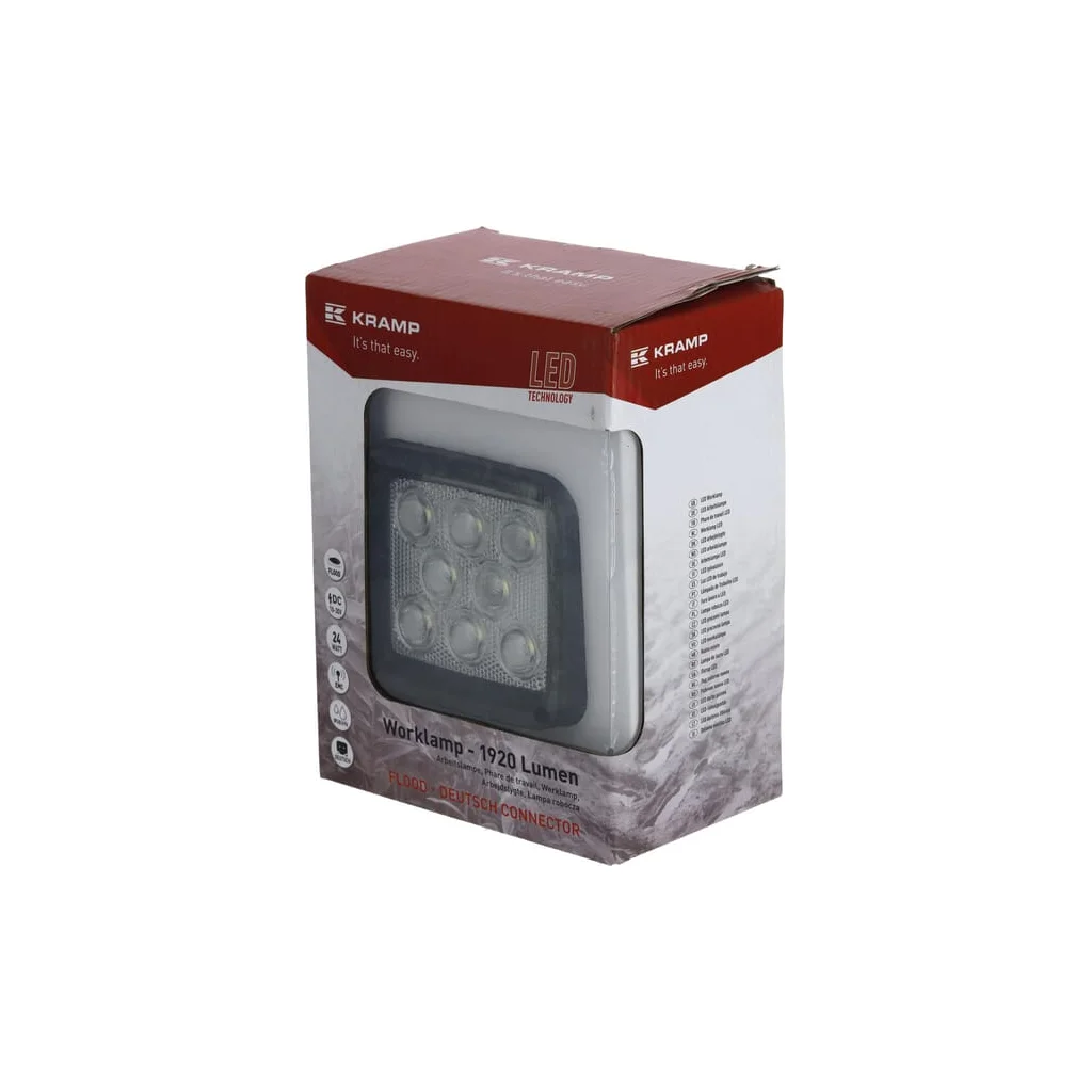 [AMAT2-336299] Lampă de lucru LED 24W 1920lm pătrată albă 105x84x95mm tip flood mufă Deutsch 8 LED-uri Kramp LA10088