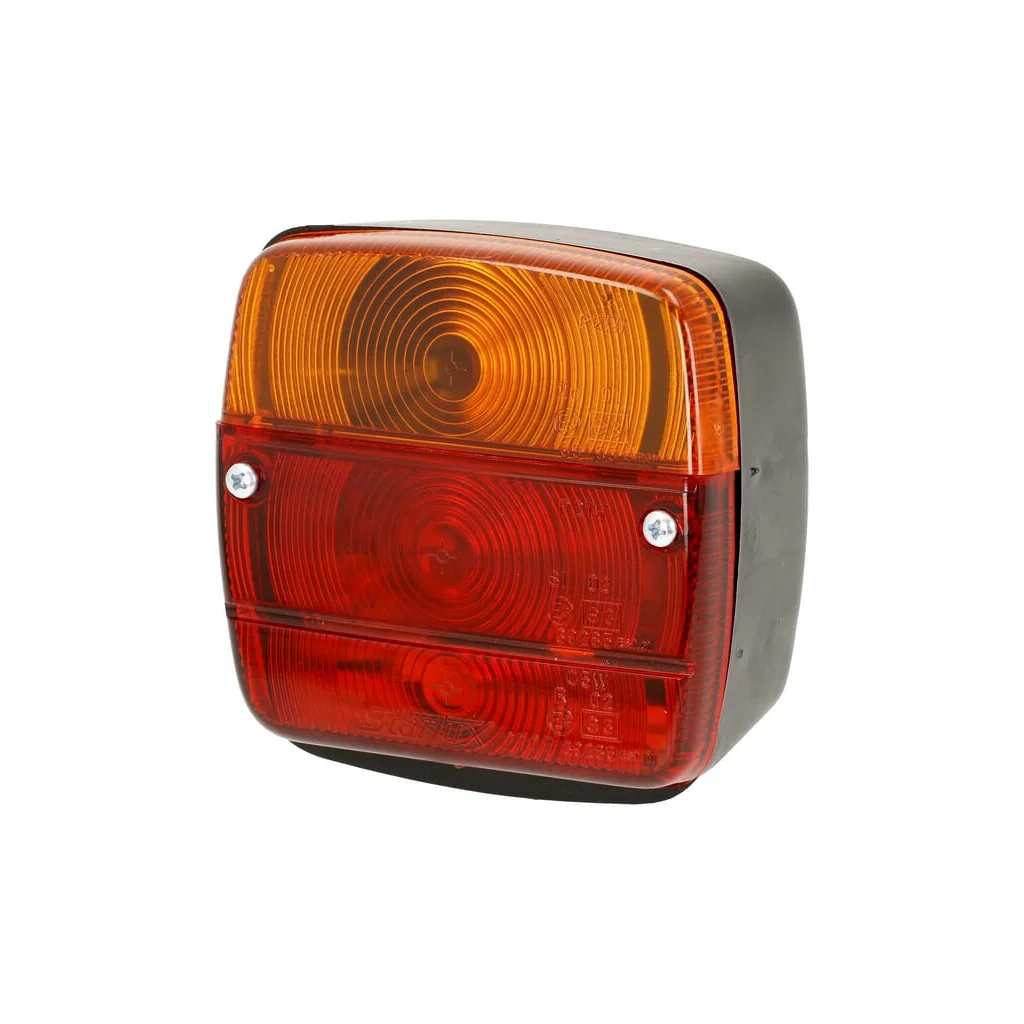 [AMAT2-336568] Lampă spate stânga pătrată 12-24V roșu/galben cu șurub 105x100x52mm Ajba LA11004