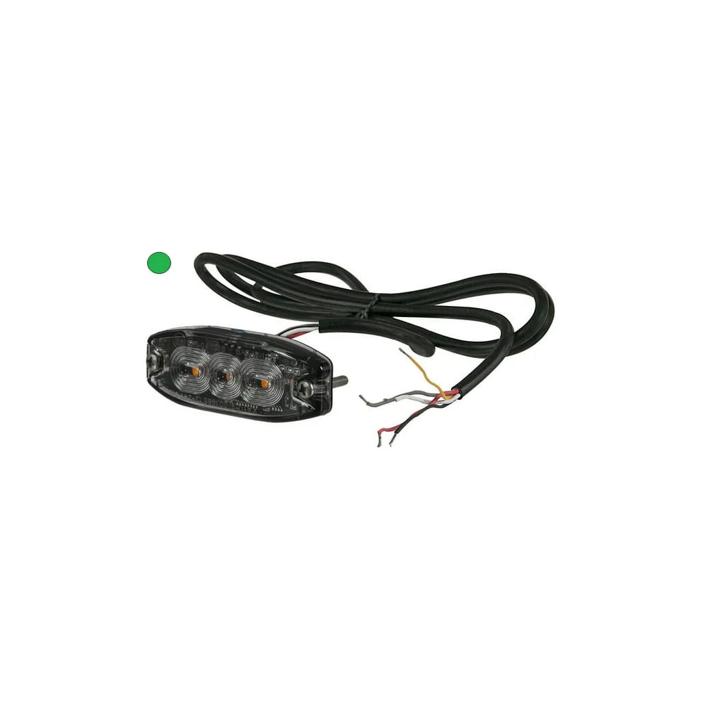 [AMAT2-336694] Lampă de avertizare intermitentă LED, dreptunghiulară, 10/30V, verde, 82x30x9mm, 3 LED-uri, Kramp LA20073G