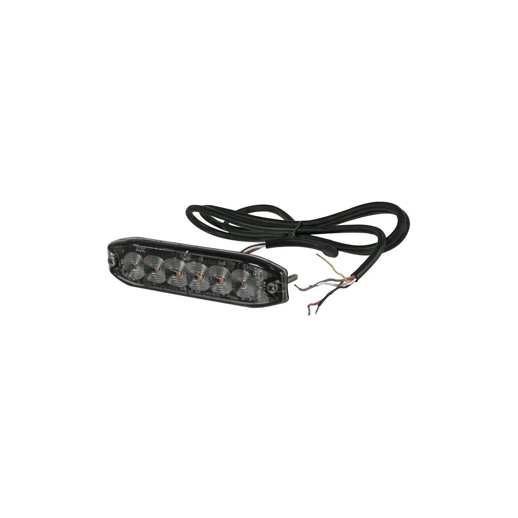 [AMAT2-337013] Lumină de avertizare LED intermitentă, rectangulară, 10/30V, portocalie, 130x30x7mm, 6 LED-uri, Kramp LA200763M
