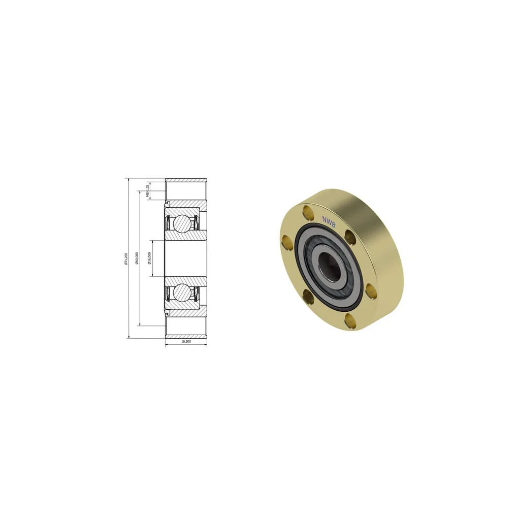 [AMAT2-355045] Rulment cu bile 16x71.2x18.5mm Kramp NWB20880