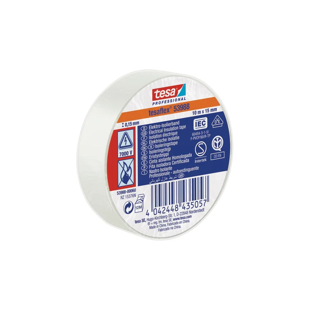[AMAT2-397165] Bandă izolatoare, albă, 10m x 15mm TesaFLEX® T539880006000