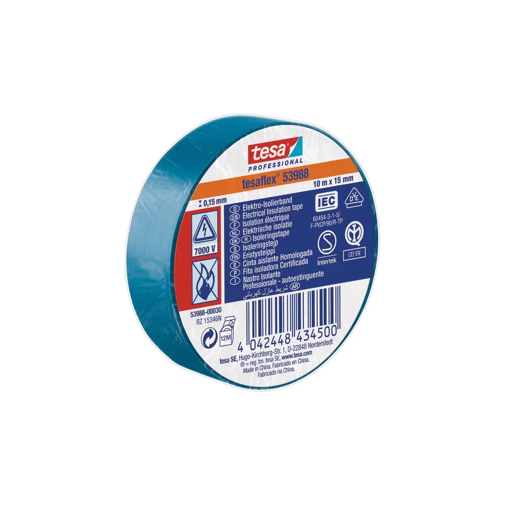 [AMAT2-397423] Bandă izolatoare, albastră, 10m x 15mm TesaFLEX® T539880003000