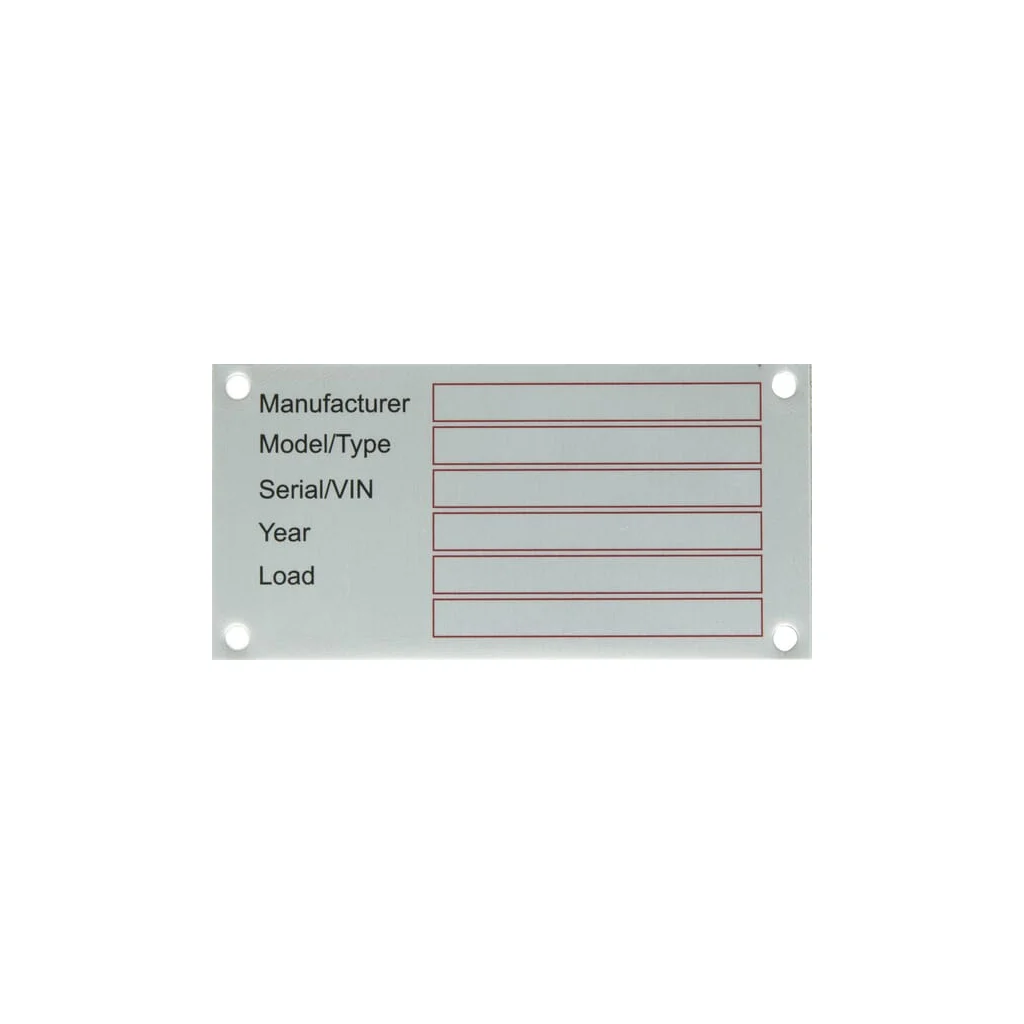 [AMAT2-399972] Plăcuță etichetă identificare necompletată aluminiu serie/șasiu 100x50mm TAG001KR