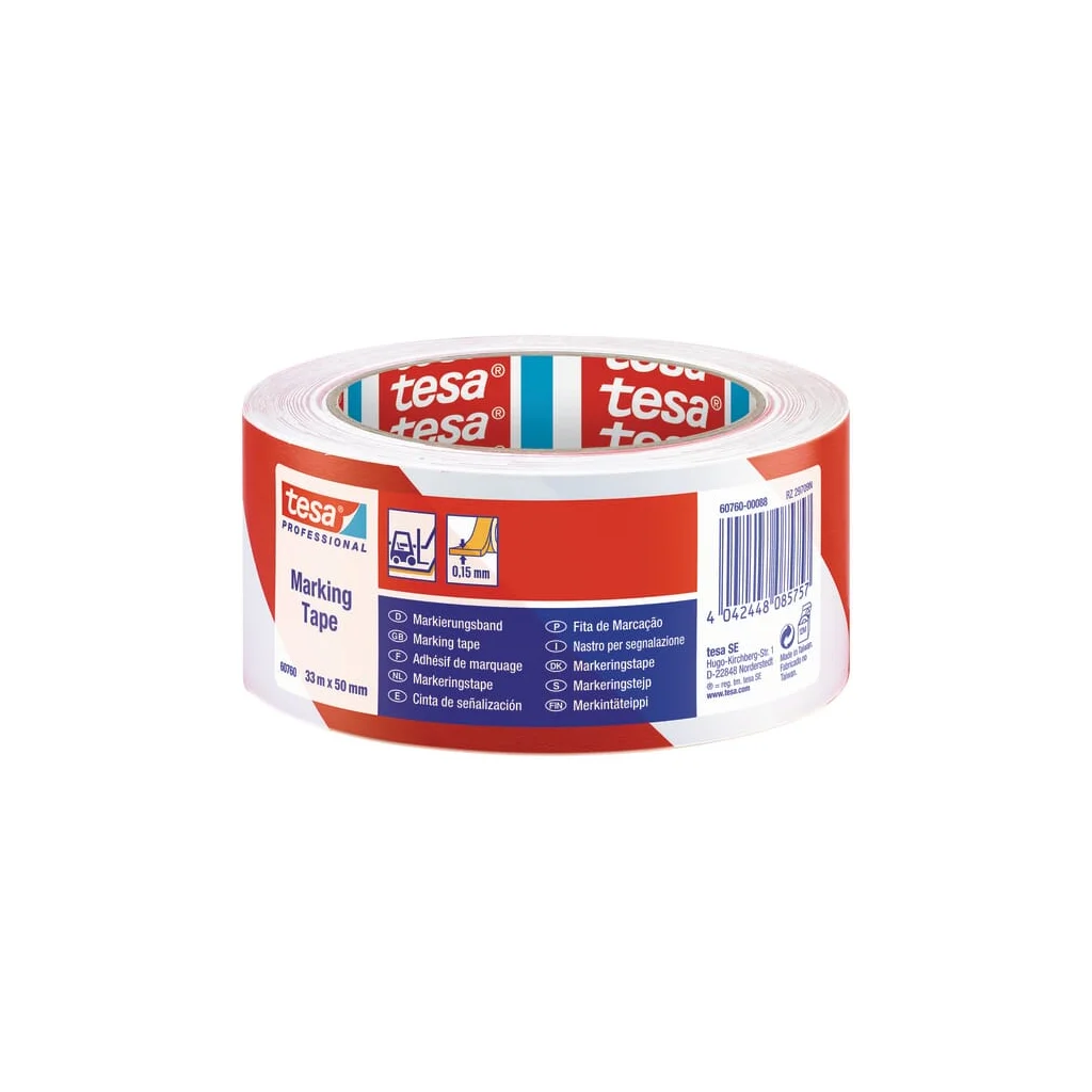 [AMAT2-397963] Bandă de avertizare pentru marcarea pe pardoseală roșu/alb 33mx50mm Tesa® T607600008815