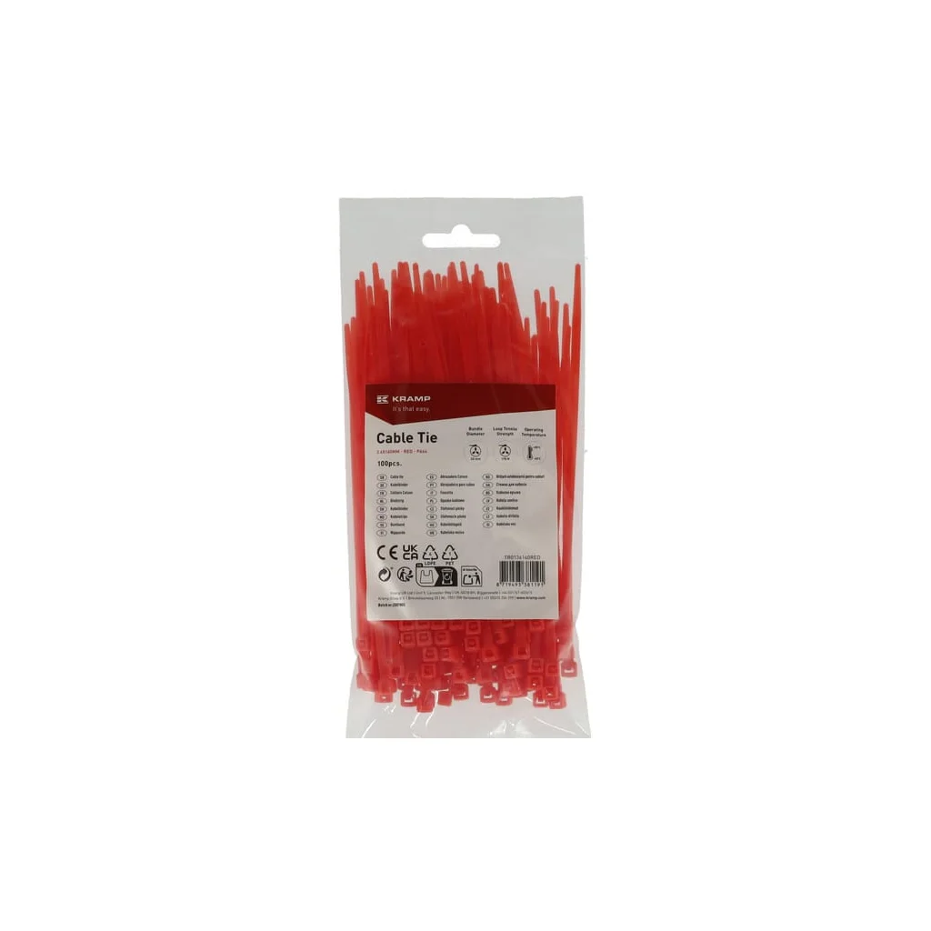 [AMAT2-401689] Colier pentru cablu 3.6x140mm, roșu, 100buc TR0136140RED