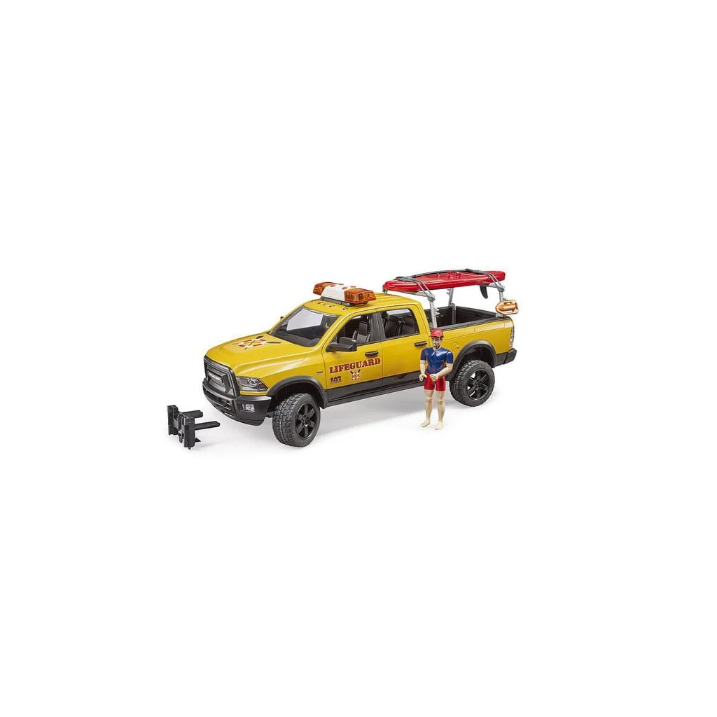 [AMAT2-403637] Mașină de teren cu benă RAM 2500 Power Wagon pentru salvamari cu figurină și placă de surf U02506