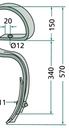 Dinte cultivator - dreapta, cpl. cu brazdar