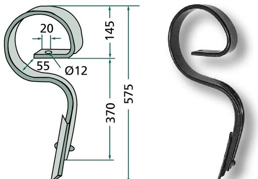 [AMAT3-104020] Dinte cultivator - dreapta, cpl. cu brazdar