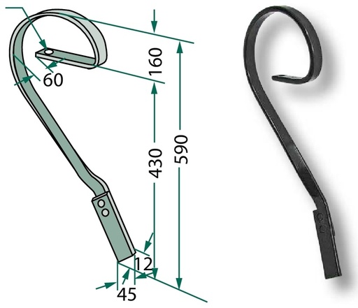 [AMAT3-104046] Dinte cultivator tractare - stanga, complet cu brazdar