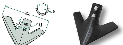 [AMAT3-104216] Brăzdar tip ,,labă de gâscă” - Pentru dinti 60 x 12