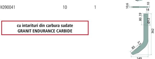 [AMAT3-103626] ENDURANCE Carbide Cuțit freză 362 mm