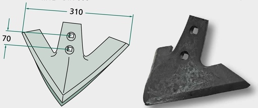 [AMAT3-104238] Brăzdar tip ,,labă de gâscă” 310 x 8 mm