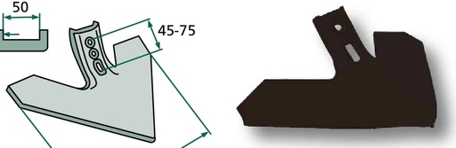 [AMAT3-104272] Brăzdar tip ,,labă de gâscă” - Unghi de lucru = 43° Raza= 300