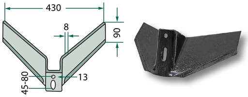 [AMAT3-104312] Aripă brăzdar - intarit in partea inferioara Unghi de lucru = 25°