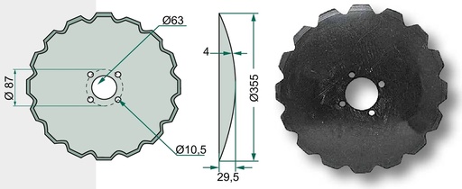 [AMAT3-105082] Disc - dintat, Ø 355 x 4 mm