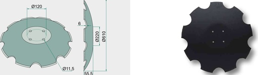 [AMAT3-103747] Taler disc - dintat, 610 x 6 mm