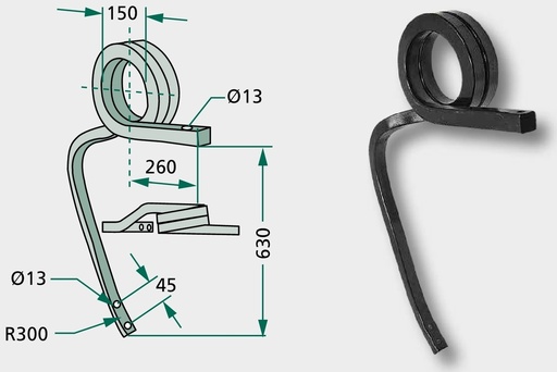 [AMAT3-104356] Suport secție cultivator - central, rasucit