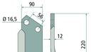Cutit curbat, stanga, grosime 10 mm - stanga, 10 mm
