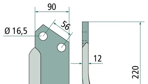 [AMAT3-103761] Cutit curbat, stanga, grosime 10 mm - stanga, 10 mm