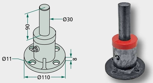 [AMAT3-105133] Butuc disc cu carcasa sudata din otel si rulment cu role conice