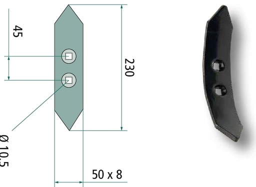 [AMAT3-104464] Brazdar 230 x 50 x 8 mm
