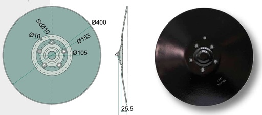 [AMAT3-103871] Disc brazdar - plat, pentru brazdare Rotec, Ø 400 x 4 mm