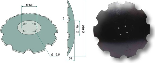 [AMAT3-105311] Taler disc - zimțat, Ø 620 x 6 mm