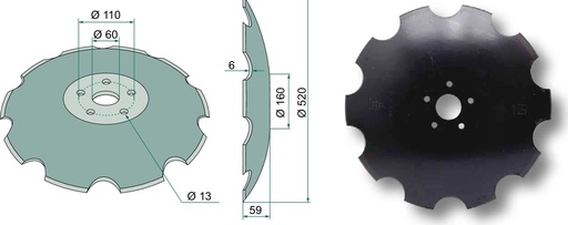 [AMAT3-105315] Taler disc - zimțat, Ø 520 x 6 mm