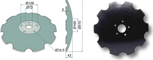 [AMAT3-105322] Taler disc - dintat, Ø 510 x 5 mm