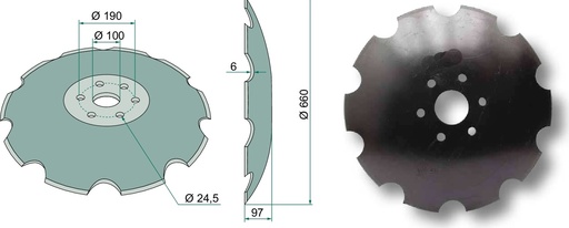 [AMAT3-105324] Taler disc - dintat, Ø 660 x 6 mm