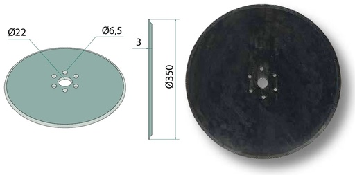 [AMAT3-105374] Disc de semanat - 350 x 3 mm, gaura Ø 65 mm