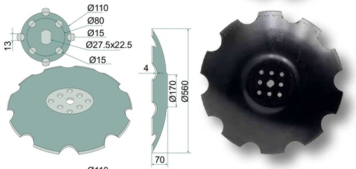 [AMAT3-105913] Taler disc - zimțat, Ø 560 x 4 mm