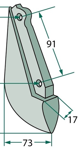 [AMAT3-105480] Brazdar patina pentru semanatoare - 170 x 45 x 7 mm, Distanța dintre orificii= 45 mm