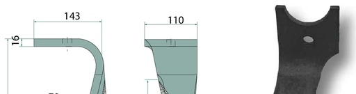 [AMAT3-104771] Dinte grapa rotativa - dreapta, ranforsat 315 x 120 x 16 mm