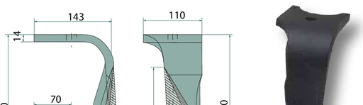 [AMAT3-104775] Dinte pentru grapa rotativa - dreapta, intarit 290 x 110 x 14 mm